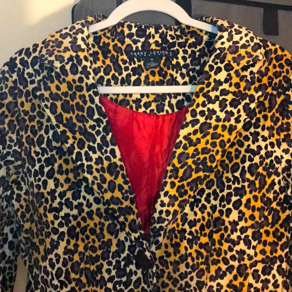 Larry Levine Corduroy Cheetah Print Blazer